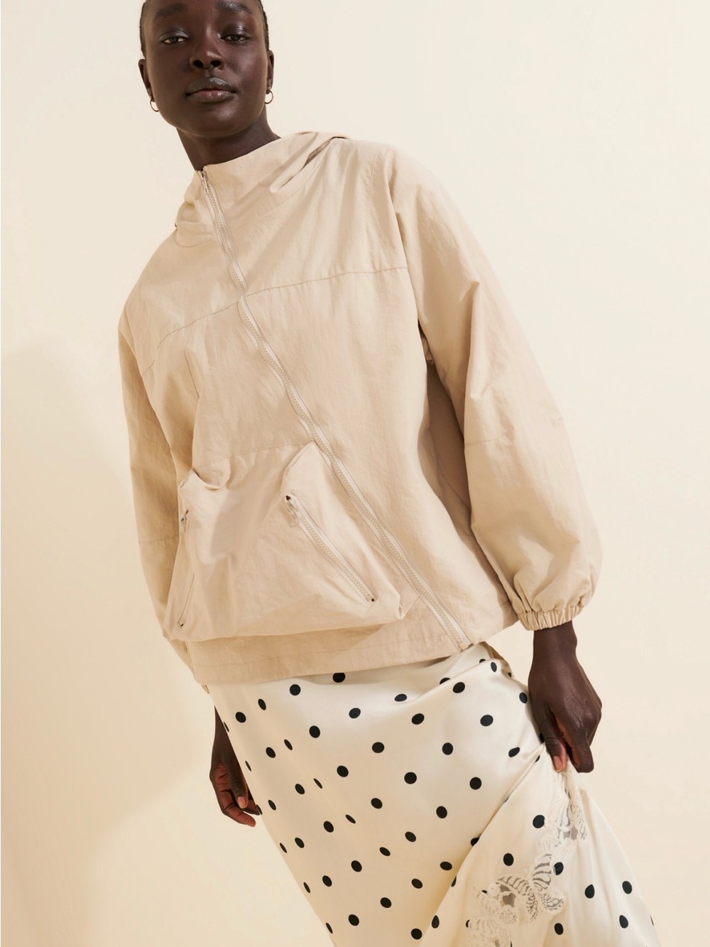 Daisy Beige Lightweight Bomber Jacket